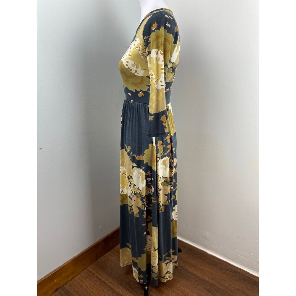 Novella Royale Floral Knit Long Sleeve Mary Midi Dress in Grey Gardens XS Autumn - Picture 7 of 10